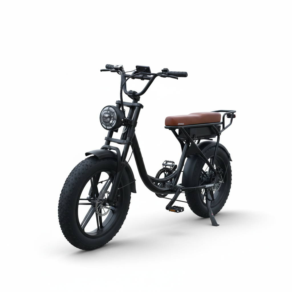 E-bike front angle on white background