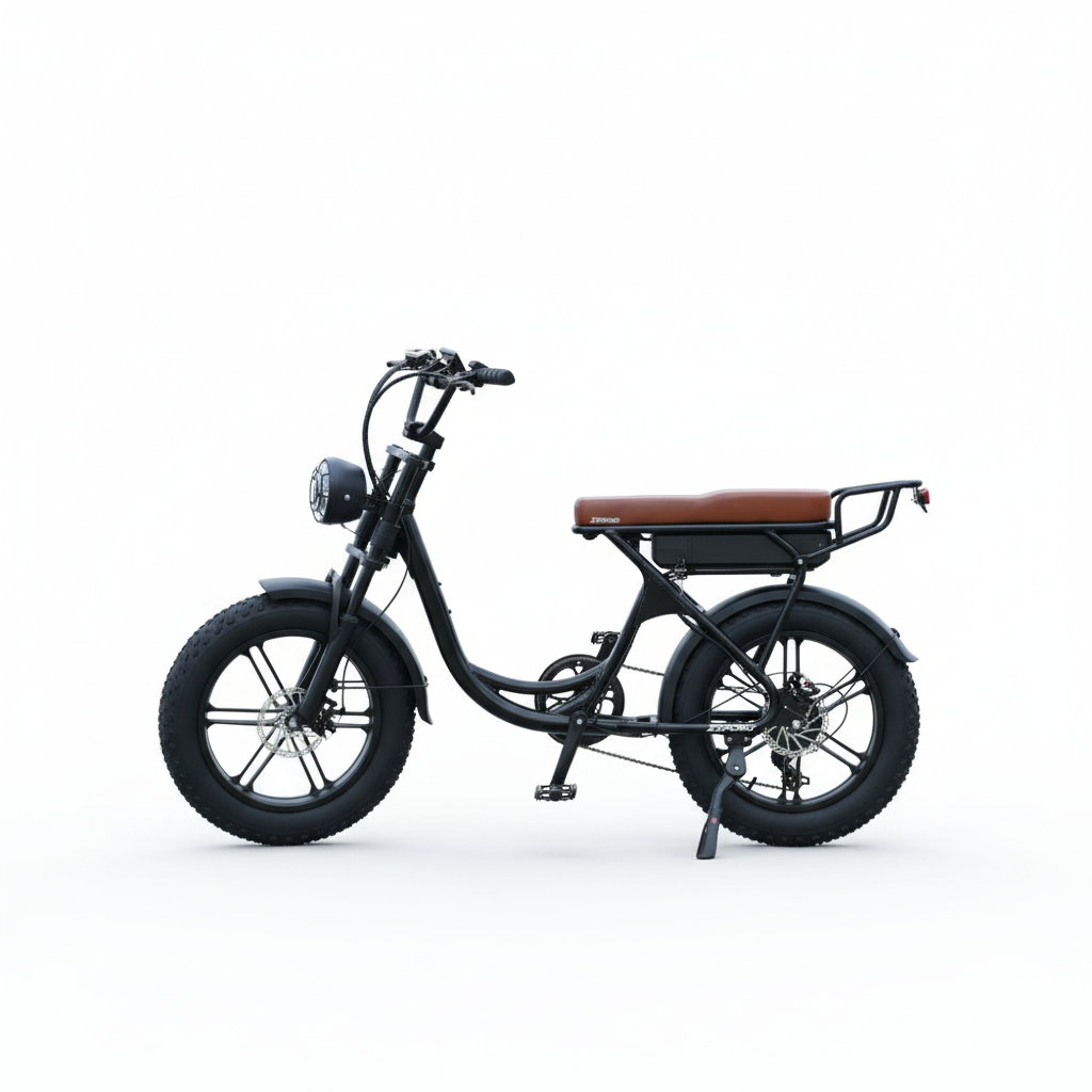 E-bike on white background with shadow