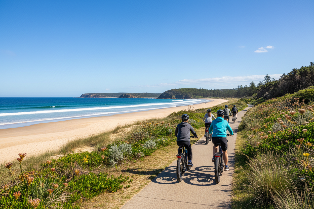 E-bikes on Central Coast beach pathway