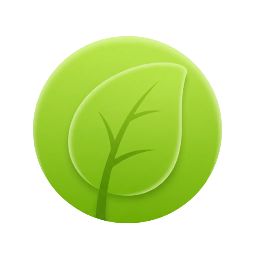 Green leaf emoji icon on transparent background