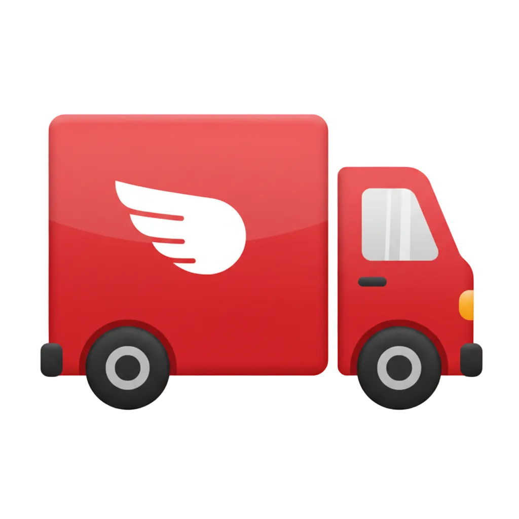 Red truck emoji icon on transparent background
