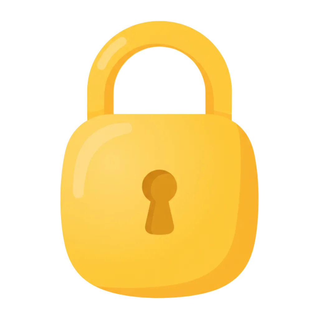 Yellow lock emoji icon on transparent background